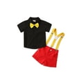 thumbnail image 2 of 0-5Y Kids Boys Summer Clothes Sets Short Sleeve Lapel Bowtie Shirts + Suspenders Short Pants Overalls Toddler Gentleman Outfits, 2 of 6