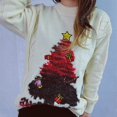 thumbnail image 4 of Suéter de mujer 2024 Suéter de vacaciones Suéter de lentejuelas hecho a mano Árbol de Navidad Pequeño ciervo Bordado Suéter grueso cálido de gran tamaño, 4 of 5