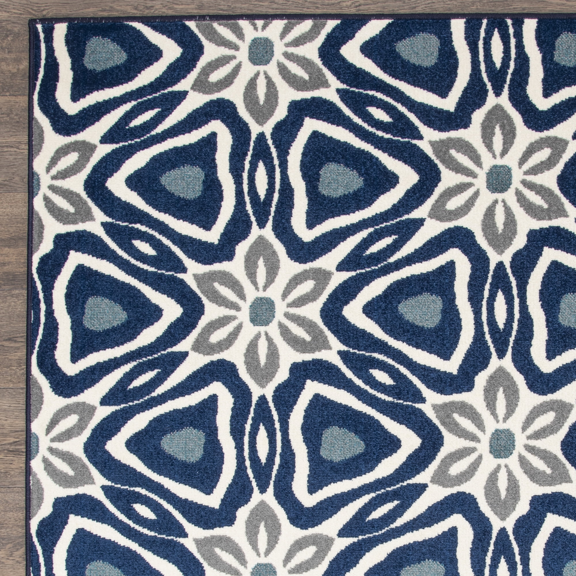 Loomaknoti Tecopa Kerin 2' x 7' Blue Geometric Outdoor Runner Rug
