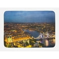 thumbnail image 1 of Modern Bath Mat, Sunset at London England Cityscape Night Time and Tower Bridge Landmark Urban, Non-Slip Plush Mat Bathroom Kitchen Laundry Room Decor, 29.5 X 17.5 Inches, Yellow Bluegrey, Ambesonne, 1 of 2
