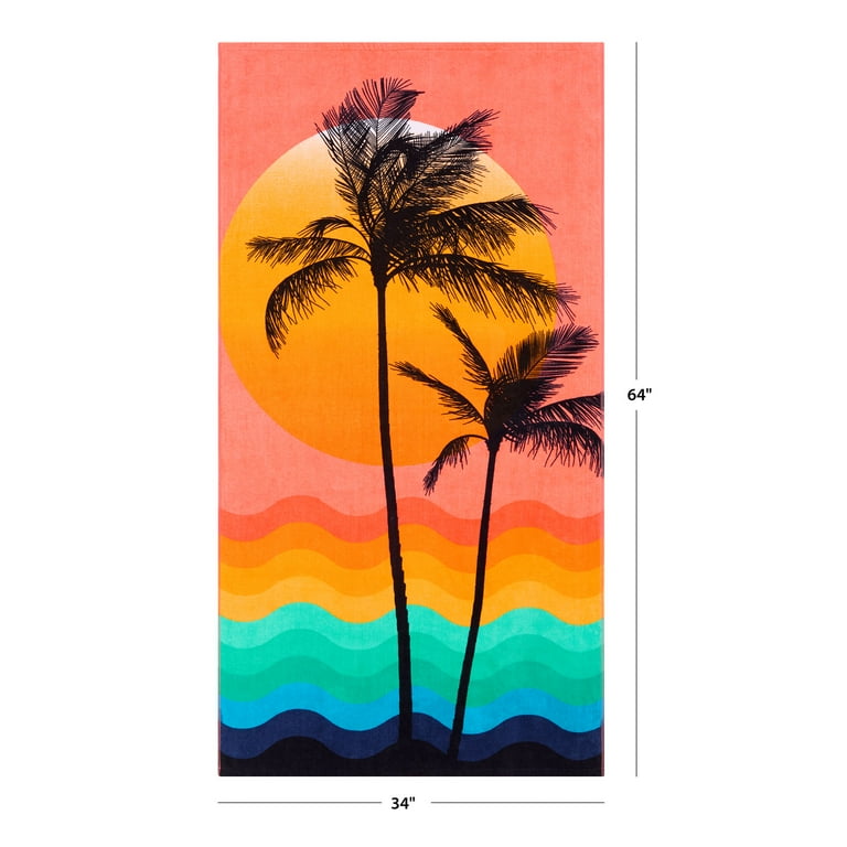 Mainstays Cotton Blend Palm Print Beach Towel, 34
