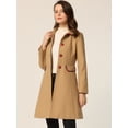 thumbnail image 2 of Abrigo Largo de Invierno con Cuello Peter Pan para Mujer Allegra K Caqui S, 2 of 6