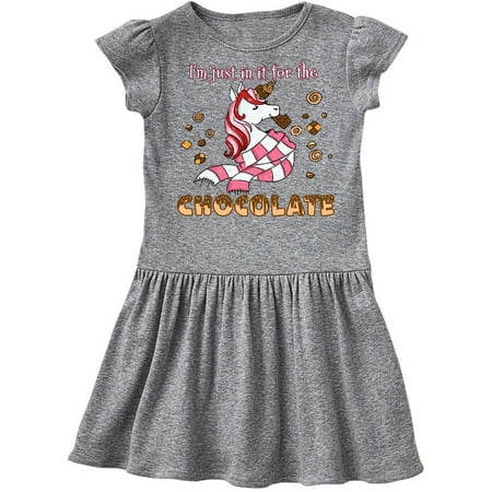 

Inktastic I m Just in it for the Chocolate Valentine s Day Unicorn Gift Toddler Girl Dress