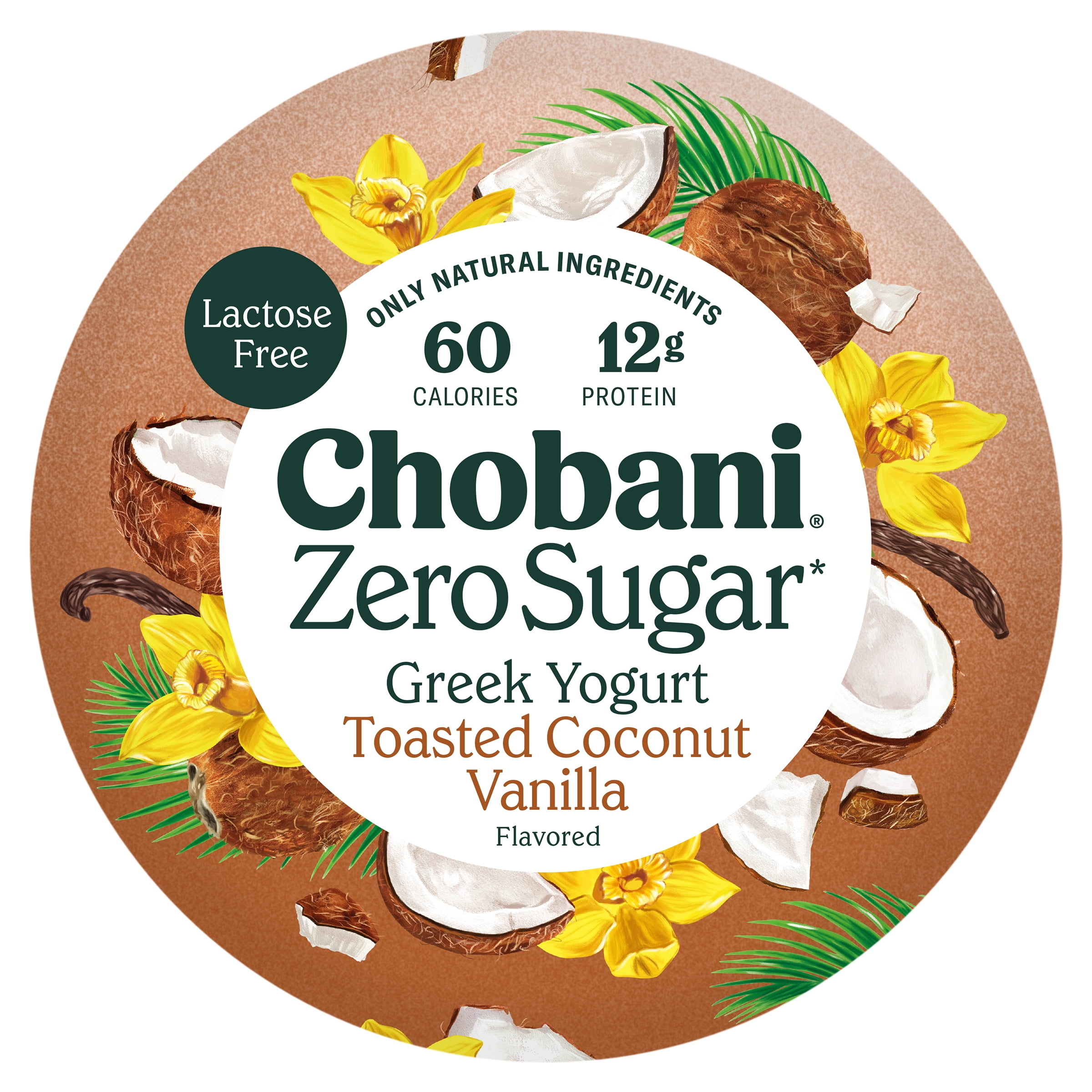 Chobani Zero Sugar Non-Fat Greek Yogurt Toasted Coconut Vanilla 5.3 oz Cup