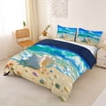 thumbnail image 2 of jejeloiu Hawaii Sea Beach Wave Bedding For Girls,Ocean Conch Shell Print Duvet Cover Full,Turquoise Sand,Navy Blue Reversible,3pcs,1 Duvet Cover and 2 Pillowcases, 2 of 6