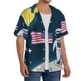 thumbnail image 2 of Pofeuu Astronaut With USA Flag Print Mens Casual Short Sleeve Shirts Beach Summer Spread Collar Pocket Tops Men's Casual Short-sleeved Shirt-XX-Large, 2 of 5