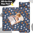 thumbnail image 4 of Football and Basketball Navy Pattern Teens Toddler Nap Mat with Pillow, Sleeping Mat Bag for Preschool Daycare 59"x22", 4 of 6