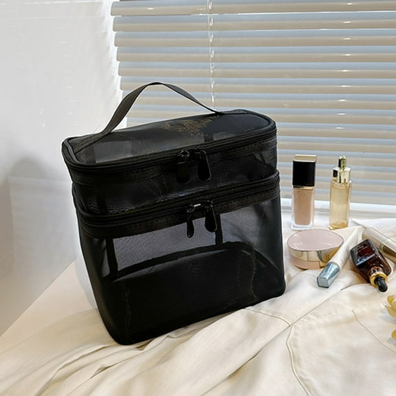Kieccall Camping And Hiking Mesh Cosmetic Bag Black Mesh Zipper Bag Travel Cosmetic Organizer Travel Cosmetic Bag Organizer Cosmetic Accessories For Daily Or Travel To Store Small Items