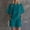 Peacock Blue, variant on Morttic Women's Solid Color 2 Piece Set – Stand Collar Half Button Batwing Top & High Waist Rolled Shorts with Pockets White,S