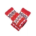 thumbnail image 2 of The Collection Royal Fingerless Hand Knitted Cozy Woolen Tribal Mitten Gloves Handwarmer Red, 2 of 8