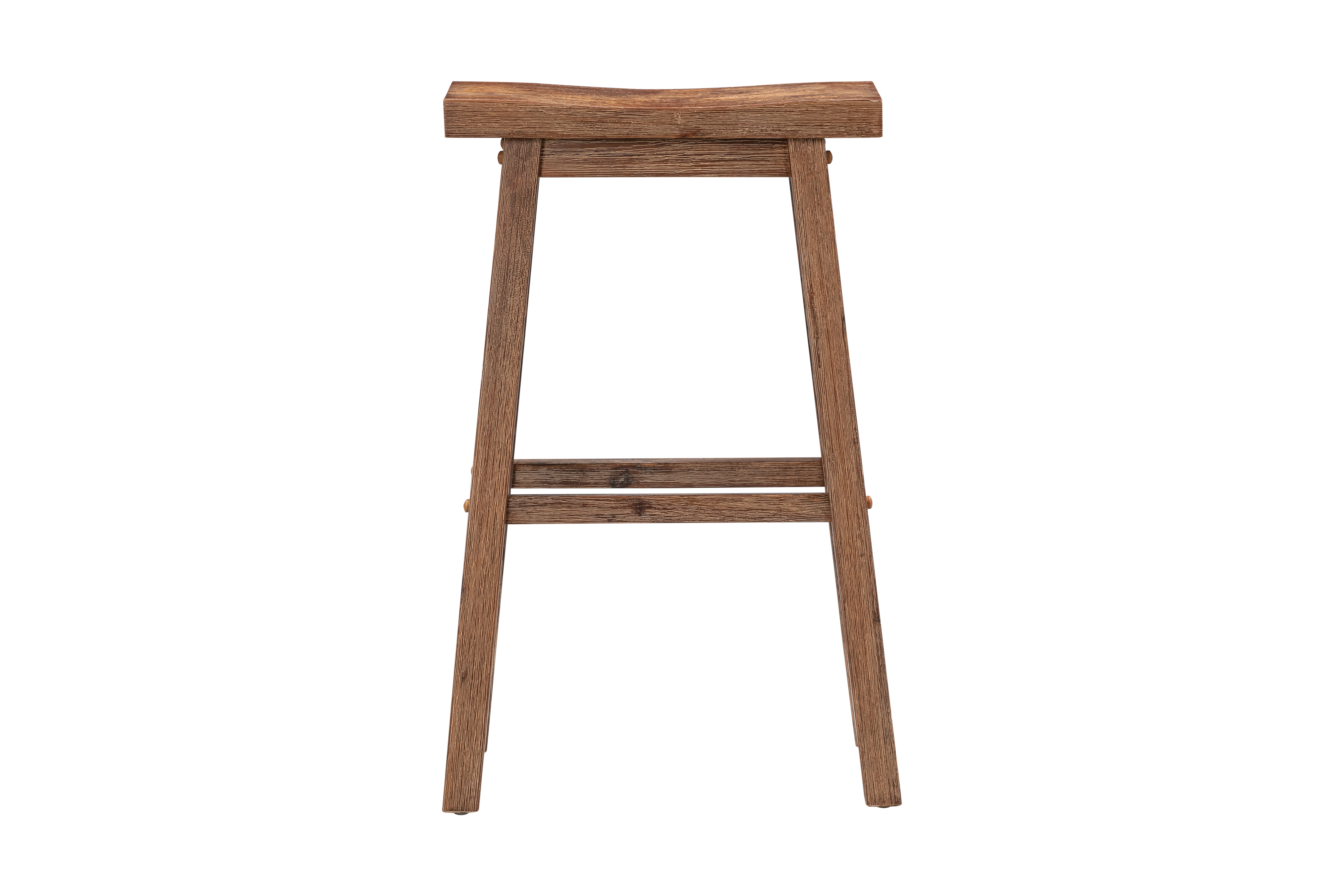 Boraam Sonoma Bar Height Backless Saddle Wood Kitchen Bar Stool, Barnwood Wire-Brush Finish