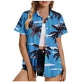 thumbnail image 2 of Qulqfy Summer Shirts for Women Short Sleeve Hawaiian Print Fashion Casual Turn Down Collar Drop Shoulder Button going out Tops, 2 of 5