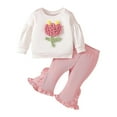thumbnail image 2 of fnnxnal Newborn Pink Clothing Set - 9 Months 100% Cotton Outfit: 3D Flower Sweatshirt & Ruffled Pants, Cute for Daily Wear/Family Outings, 2 of 9