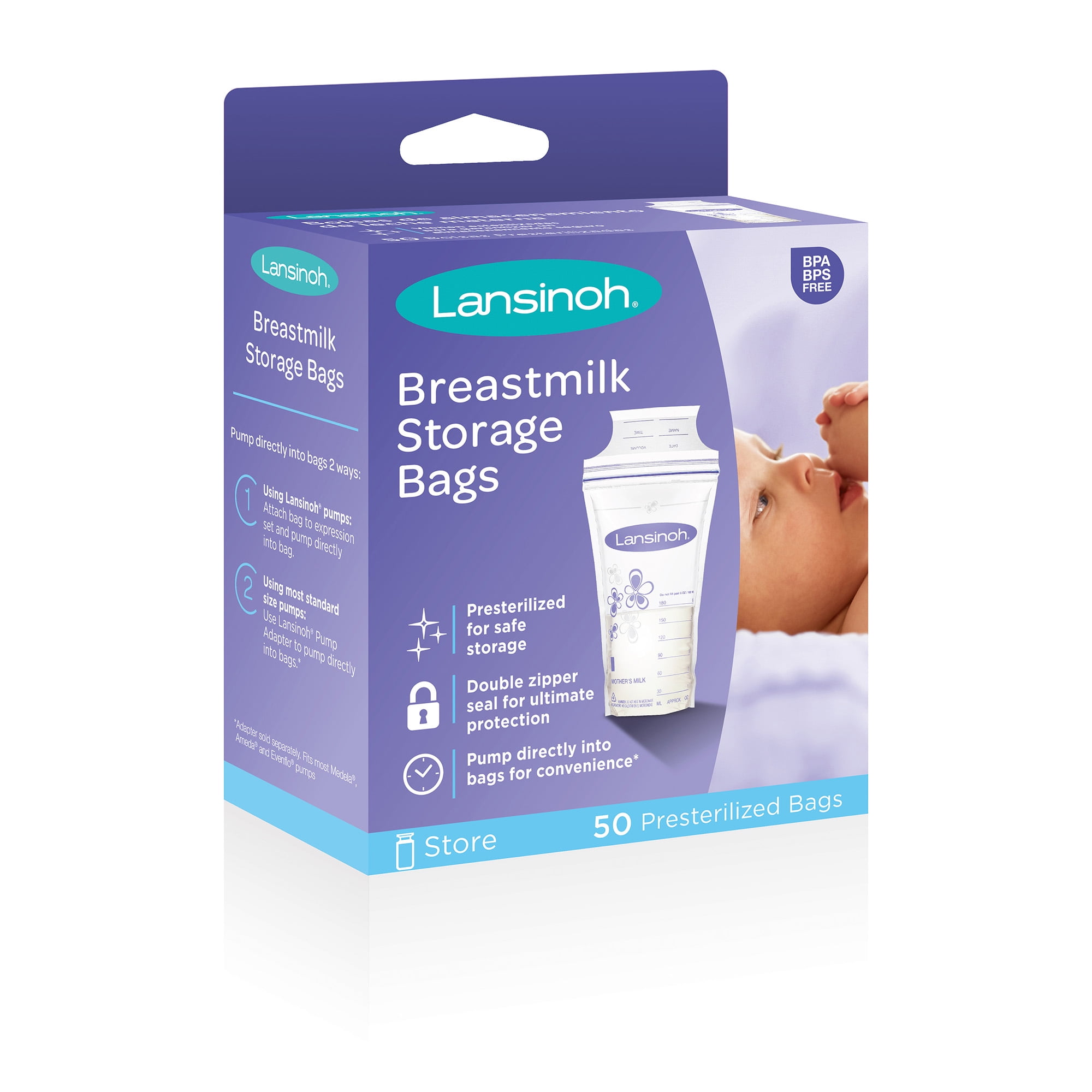 nanobebe Breastmilk Pump Accessories Storage Bags 25ct and Freezer Organizer 