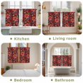 thumbnail image 6 of Red Boho Floral Tier Curtains, Vintage Southwestern Ethnic Tribe Botanical Light Filtering Kitchen Curtains, 2Pcs Rod Pocket Half Window Treatments Panels for Sink Cafe Cabinet Basement 27.5x45In, 6 of 9