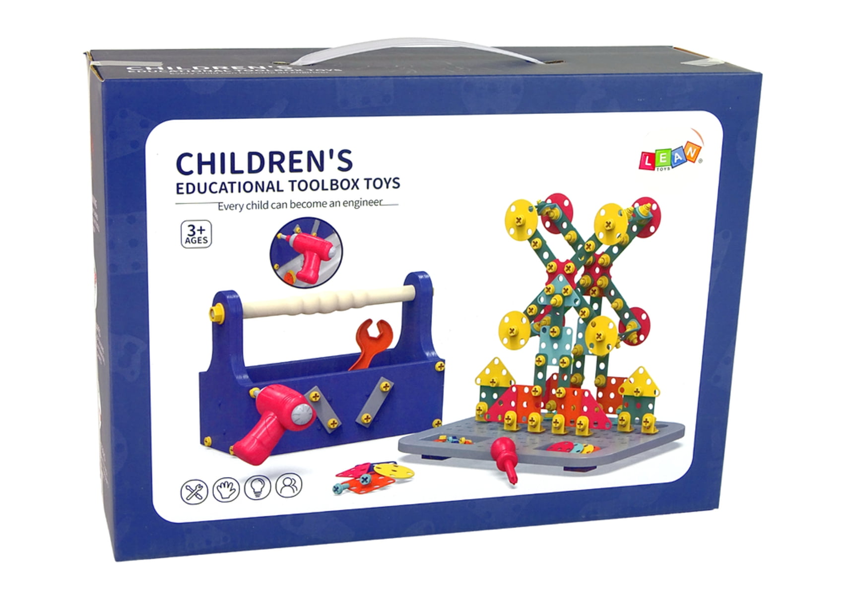 Valessati Drill Set STEM Toys for Kids 3+ with Safe Plastic Construction Building Blocks, 238 Pieces