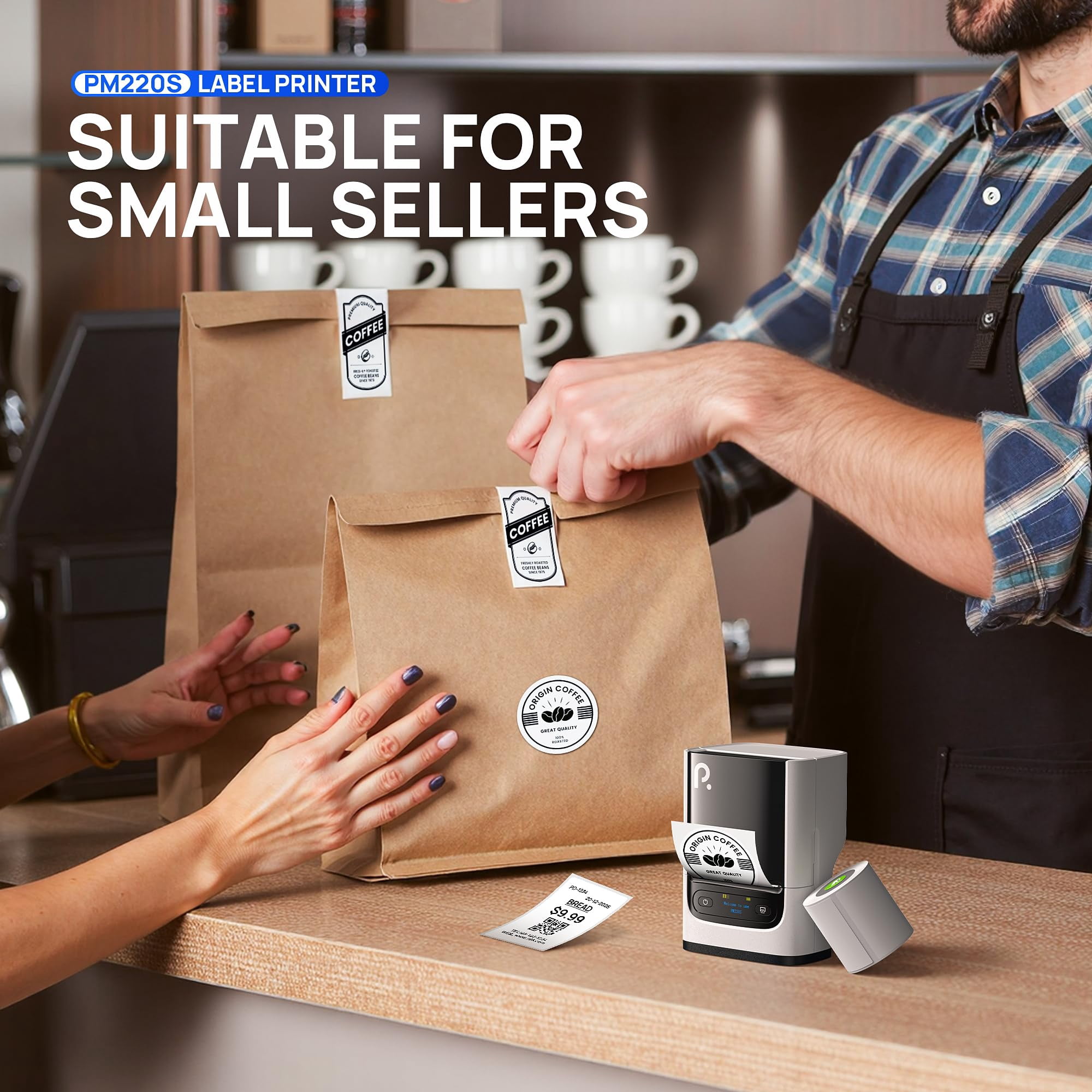 Pm220s Label Maker Machine With Tape  2 Inch Thermal Printer Portable Sticker For School Office Home Business 2'' X1.18'' Labels White