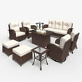 thumbnail image 4 of LayinSun 10 Pieces Outdoor Patio Furniture Set with Fire Pit Table, Rattan Wicker Sectional Swivel Rocker Chairs Sets, 4 of 10