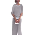 thumbnail image 5 of Inleife Two Piece Sets for Women Spring And Summer Women Elegant Solid Casual Short Sleevele Round-Neck Blouses Shirts Long Pant Sets Gray Sizes S, 5 of 6