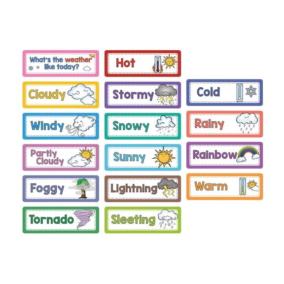 16Sheet Weather Flashcards Toddler Early Learning Word Card 10.5x3.5Inch Weather Teaching Flashcards For Kindergarten