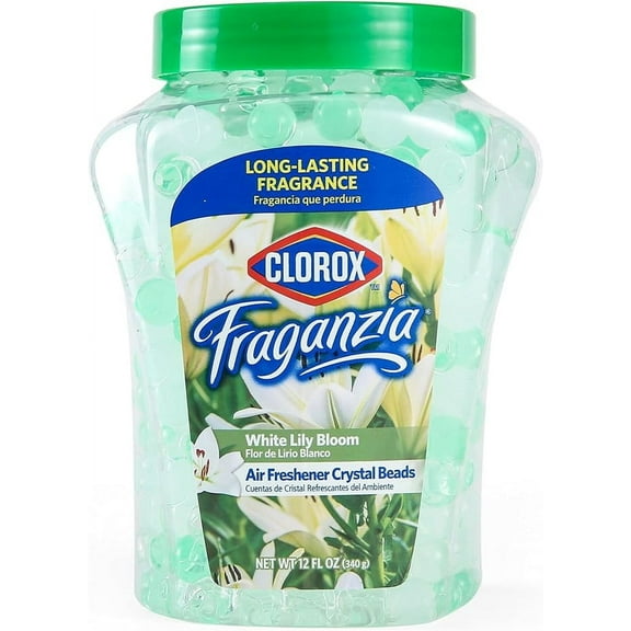 Clorox Fraganzia Air Freshener Crystal Beads White Lily Bloom 12oz Jar