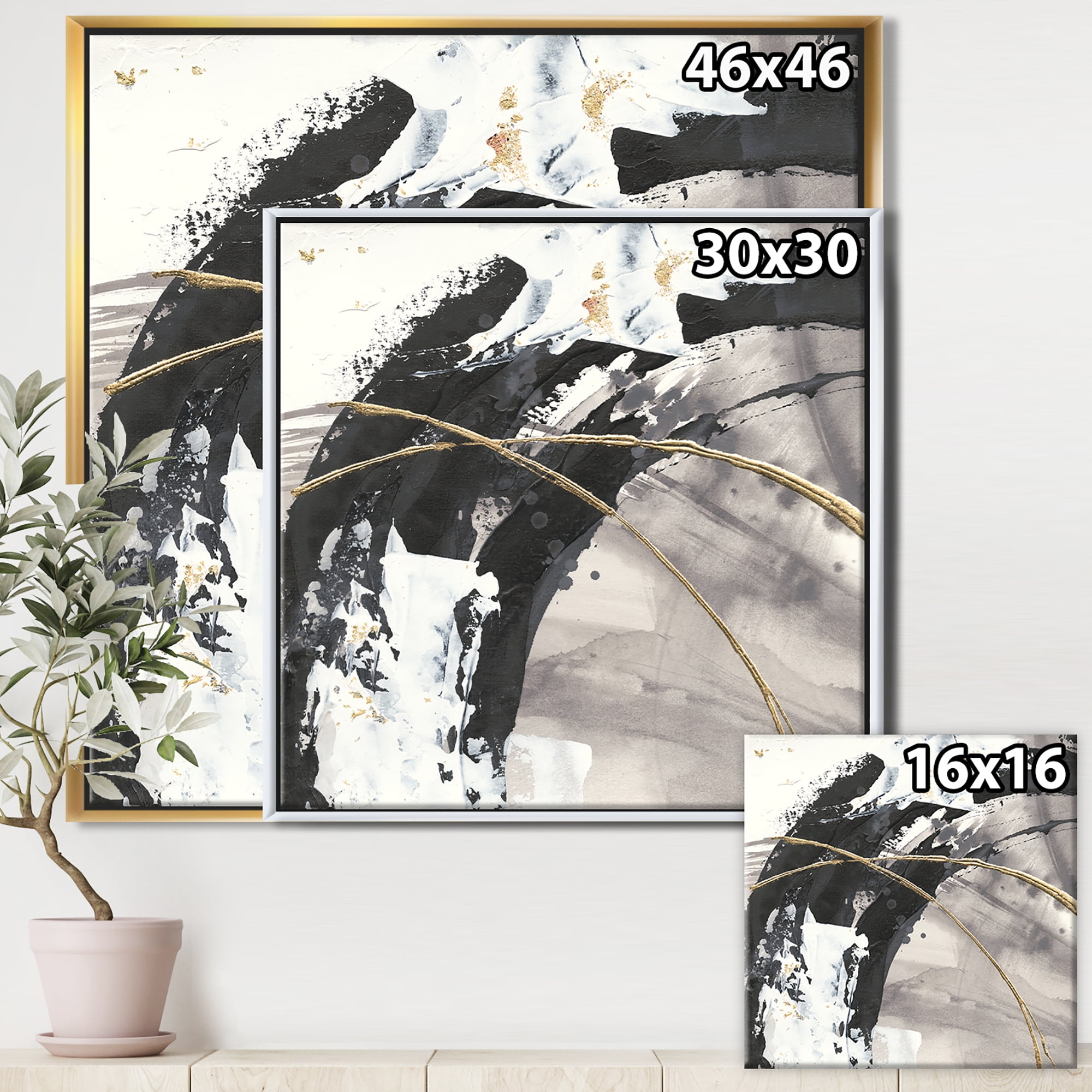 Designart ' Glam Painted Arcs I ' Transitional Framed Canvas