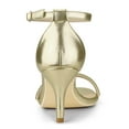 thumbnail image 3 of BLISSFUL STEP Women's Solid Color Open Toe Rhinestone Ankle Strap Stiletto Sandals, 3 of 5