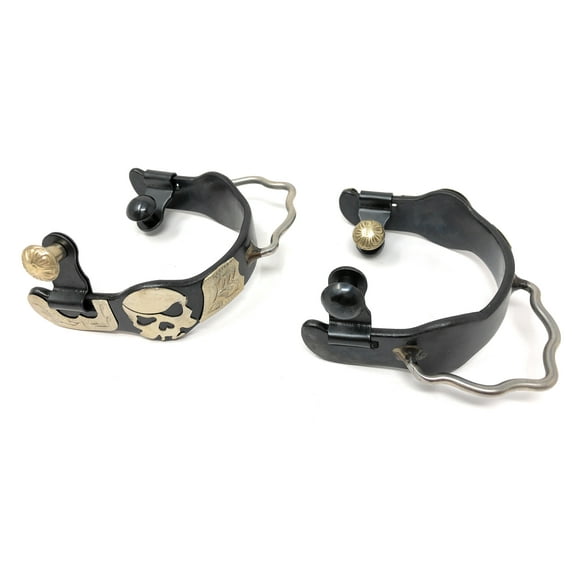 AJ Tack Ladies Antique Brown Pirate Skull Bumper Spurs