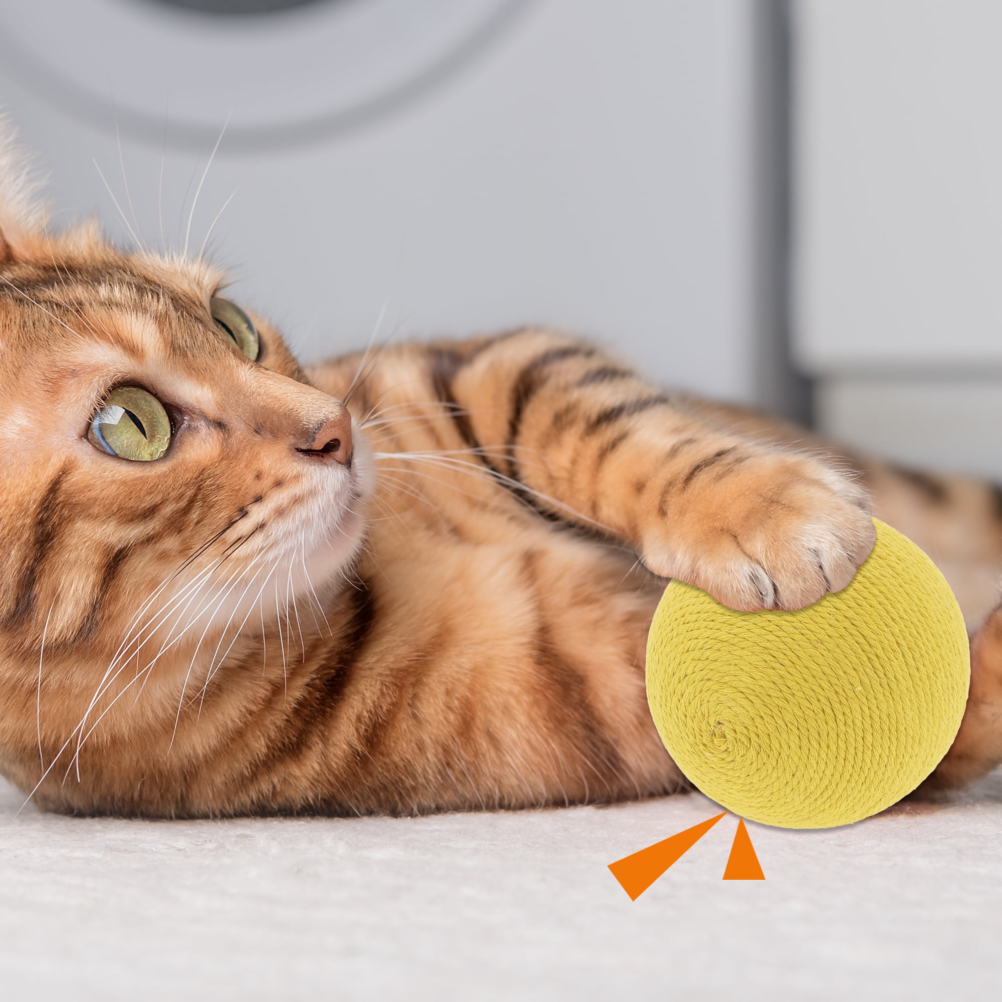 Unique Bargains Playing Ball with Bell for Cat Playtime Yellow