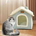 thumbnail image 1 of Cama para gatos semicerrada, nido para perros y gatos, lavable, repetición, camas para perros relajantes y acogedoras, casa para gatos para cachorros, Verde claro, 1 of 10