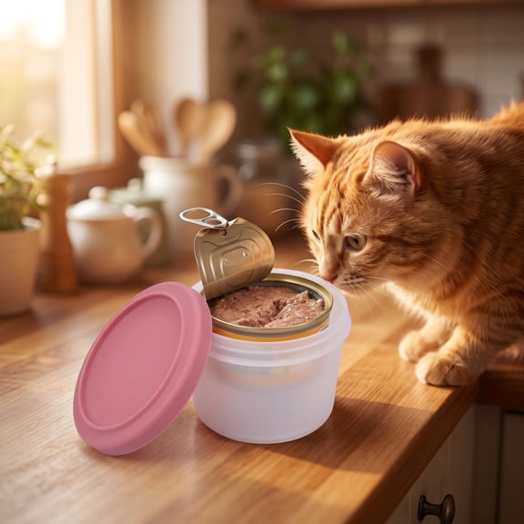 Silicone Pet Food Storage Container 8.2cm, Microwave and Freezer Safe Sealed Lid for Cat Wet Food, Airtight Mini Food Container for Fridge Storage, Reusable Food Grade Container for Pets