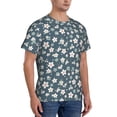 thumbnail image 2 of Bixox Men's Blue Flower Printed Short Sleeve Skinny Athletic T-Shirt, 2 of 6