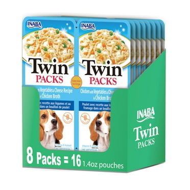 INABA Twin PacksEGSC for Dogs, Side Dish/Topper Pouch, 1.4 Ounces per Serving, 16 Servings, Chicken with Vegetables & Cheese Recipe