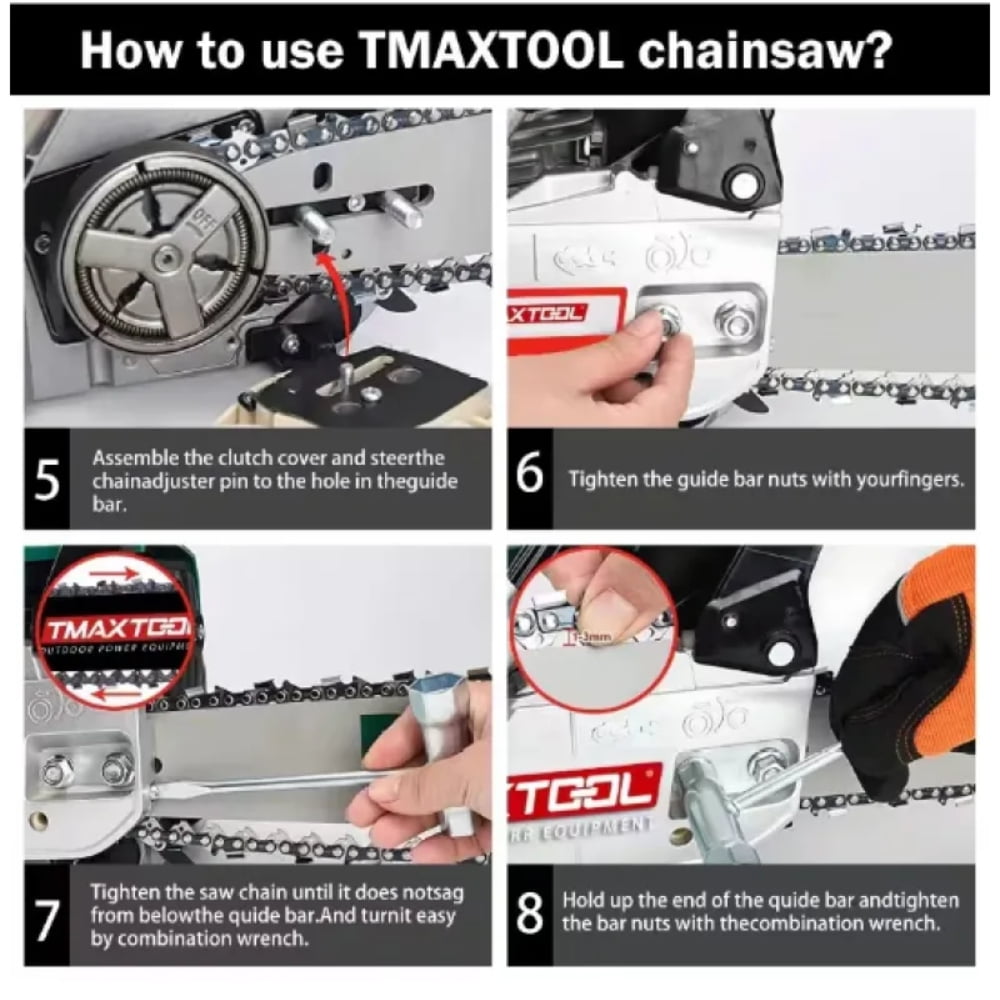 20in Gas Chainsaw, 62CC Powerful  Cordless Chainsaw with 2-Stroke Engine for Pruning, Limbing, and Sawmill Operations