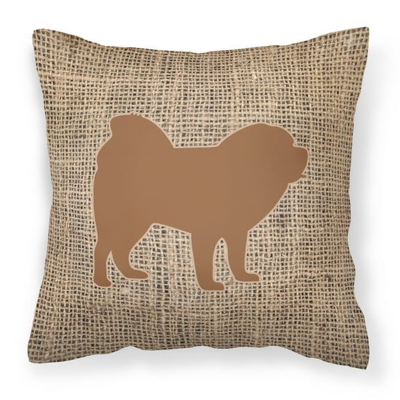 Carolines Treasures BB1106-BL-BN-PW1414 Chow Chow Burlap and Brown   Canvas Fabric Decorative Pillow BB1106 14Hx14W