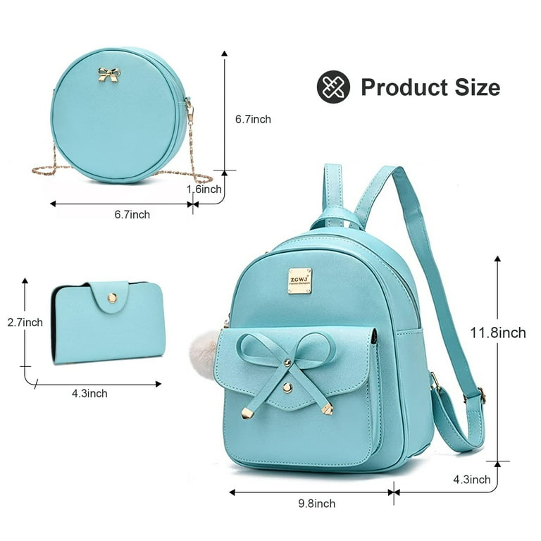 Girls Mini Leather Backpack Purse 3 Pieces Set Bowknot Small Backpack Cute  Casual Travel Daypacks Green