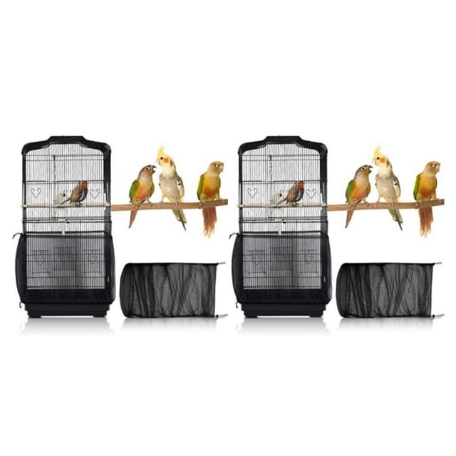 ZheElen Universal Bird Cage Cover Good Ventilation And Elastic Band For All Cages Net Cover Cage Net 2Set