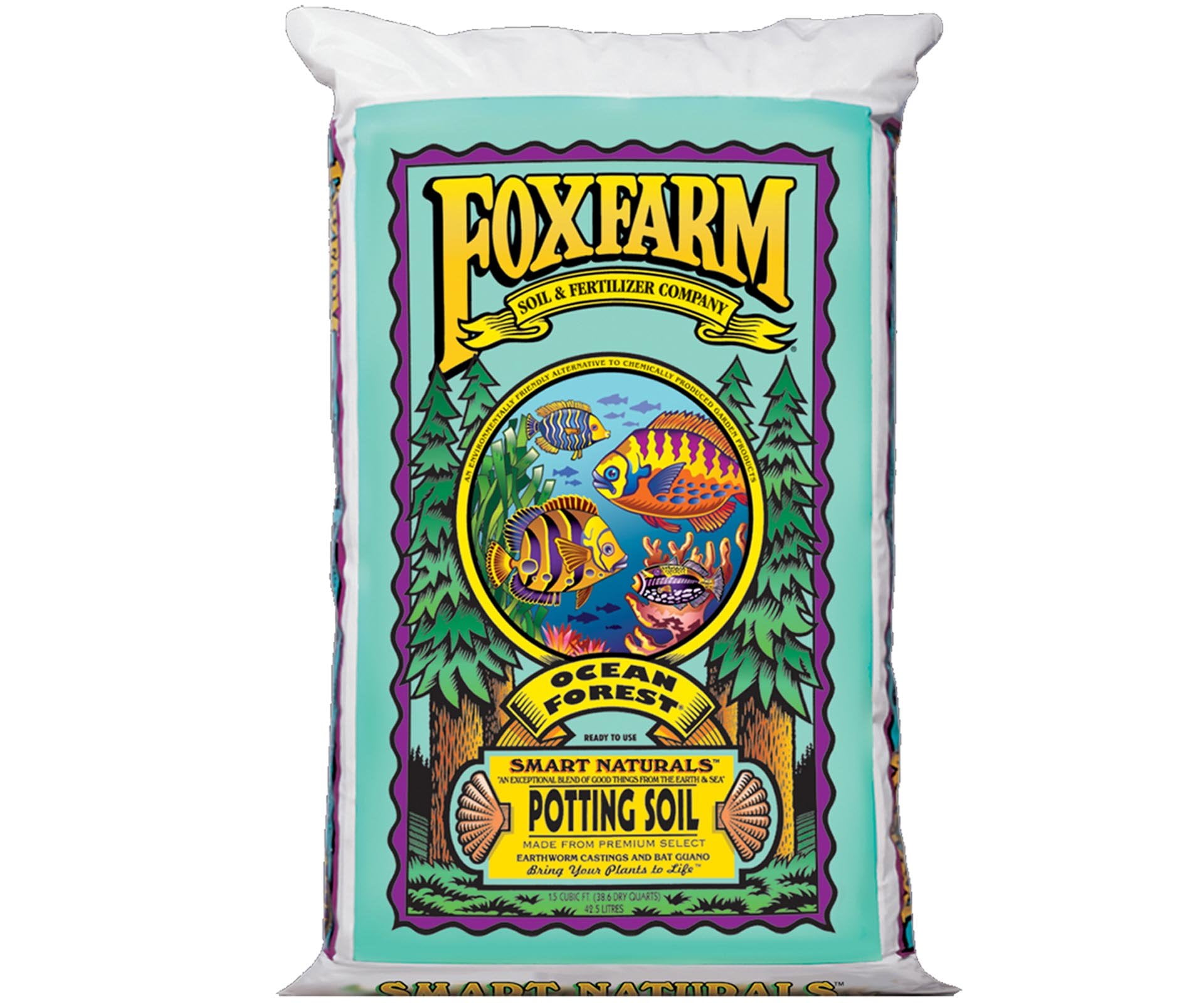 A clear image of the FoxFarm Ocean Forest Potting Soil packaging.