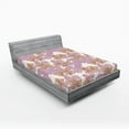 thumbnail image 2 of Ambesonne Floral Silhouettes Fitted Sheet, Bicolored Blooms, King Size, Mauve Pastel Yellow, 2 of 5