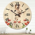 thumbnail image 2 of Designart 'Portrait of A Giraffe With Red Flowers I' Farmhouse Wood Wall Clock, 2 of 5