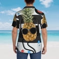 thumbnail image 4 of Gukieu Pineapple With Black Glasses Print Men's Short-sleeved Shirts, Button-down Lapel Hawaiian Shirts, T-shirts, Beach Vacation Summer Casual Wear,Large, 4 of 7