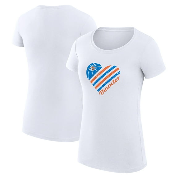 Women's G-III 4Her by Carl Banks White Oklahoma City Thunder Super-Slim Fit Lightweight Heart T-Shirt