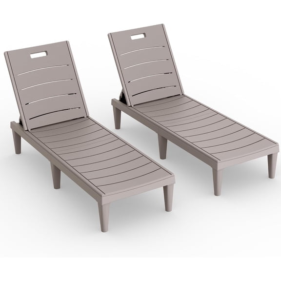 BarefHaven Outdoor Chaise Lounge Chair Set of 2, Waterproof PP Lounge Chairs