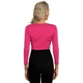 thumbnail image 2 of Kaerm Women's Long Sleeve Shawl Crop Top Self Tie Belly Latin Dance Tops Blouse Cover up Hot Pink XL, 2 of 7