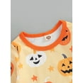 thumbnail image 4 of Mono De Manga Larga Con Estampado De Calabaza Y Estrellas Para BebéS Y NiñAs De Halloween XBTCLXEBCO Amarillo;6-9 Meses, 4 of 6