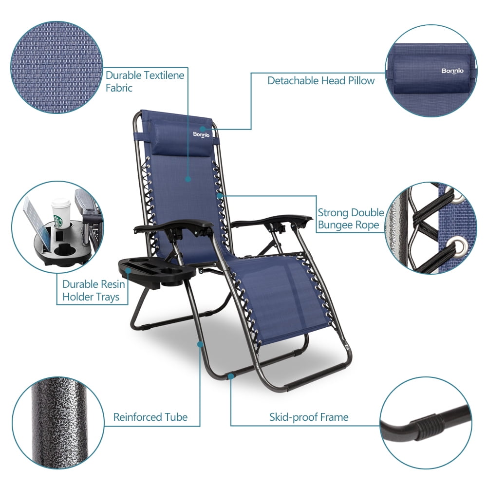 Ktaxon 2 Outdoor Zero Gravity Lounge Chair Beach Patio Pool Yard Folding Recliner Blue