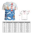 thumbnail image 2 of Lighthouse Sailboats Waves Womens Tops Women's Fashion Casual Short Sleeve Flower Print Round Neck Pullover Top Blouse, 2 of 7