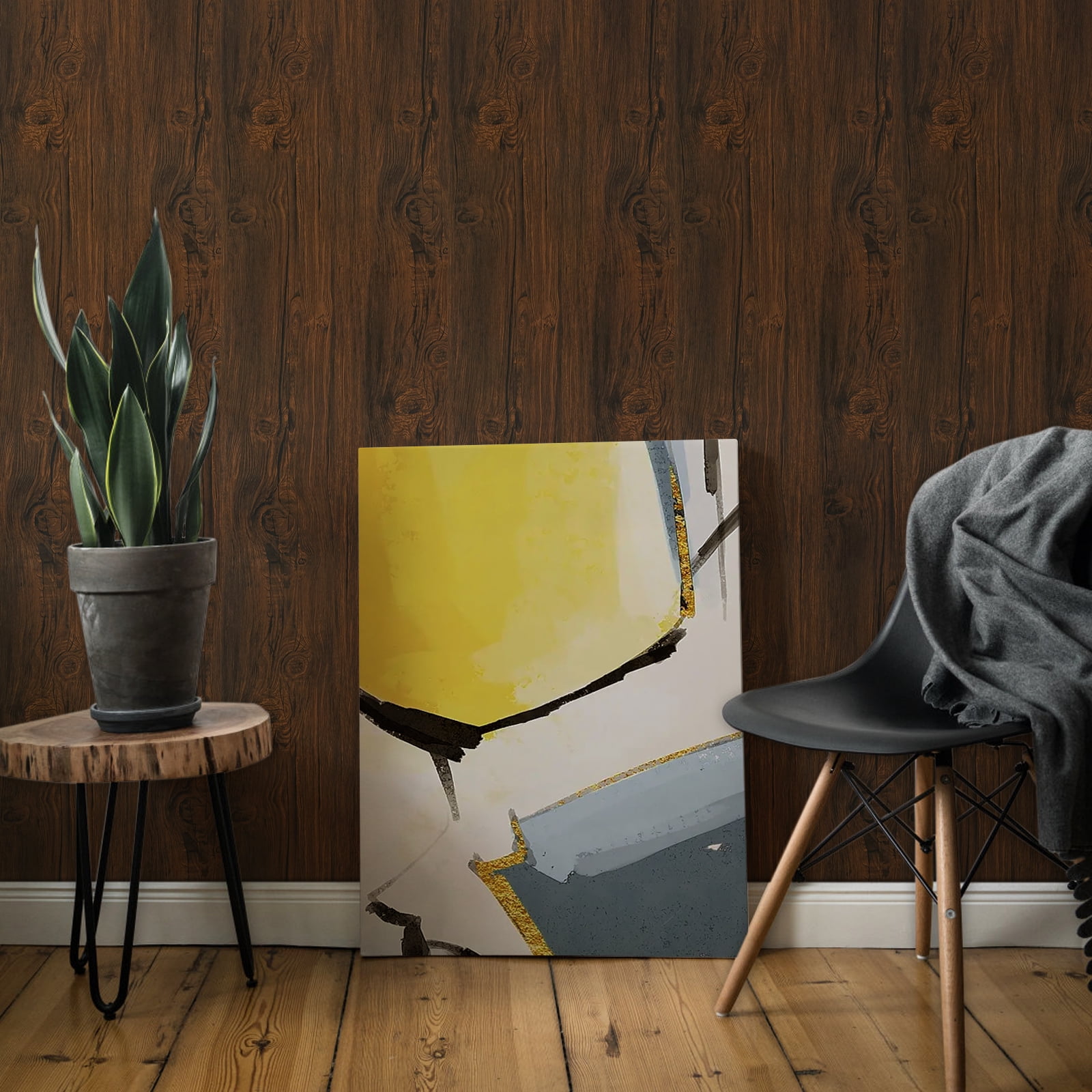 UMIGGEE 23.6-in x 196-in Dark Brown Wood Wallpaper Peel and Stick Wallpaper Oak Grain Wallpaper Removable Self Adhesive Contact Paper Rustic Wallpaper for Furniture Home Decor