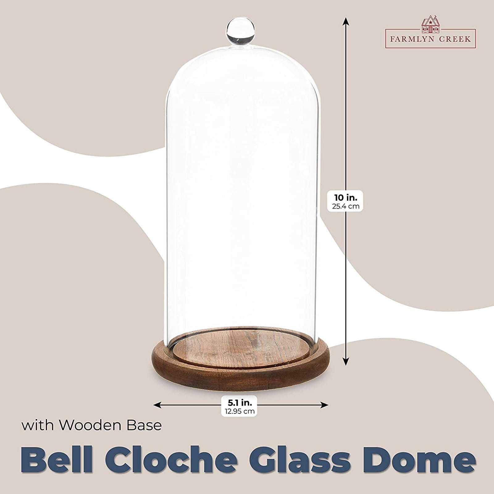 H-10 ", W-5.75" Details about   Glass Dome Cloche Decorative Display Box 