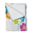 thumbnail image 2 of Luau Soft Flannel Fleece Throw Blanket, Vibrant Colorful Border Design with Blossoming Hibiscus Polynesian Springtime Aloha, Cozy Plush for Indoor and Outdoor Use, 50" x 70", Multicolor, by Ambesonne, 2 of 5